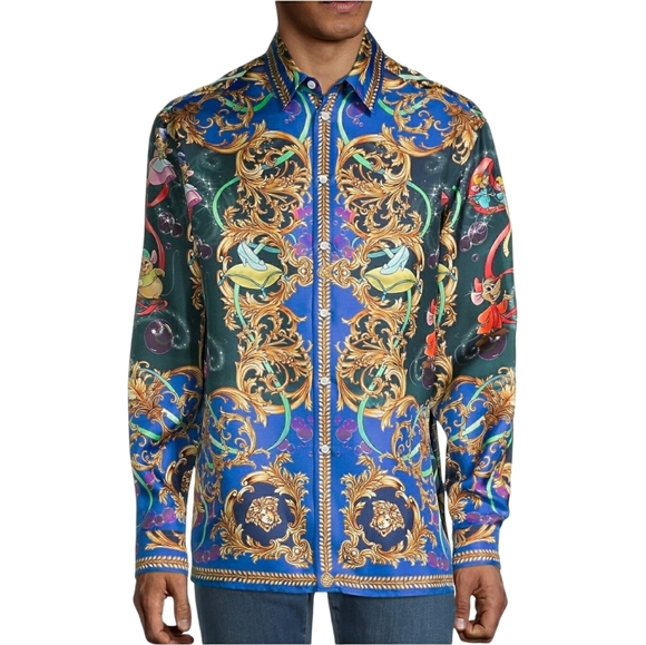 Button Down Shirt Versace X Disney Cinderella Silk Authentic Limited Edition - Picture 15 of 16